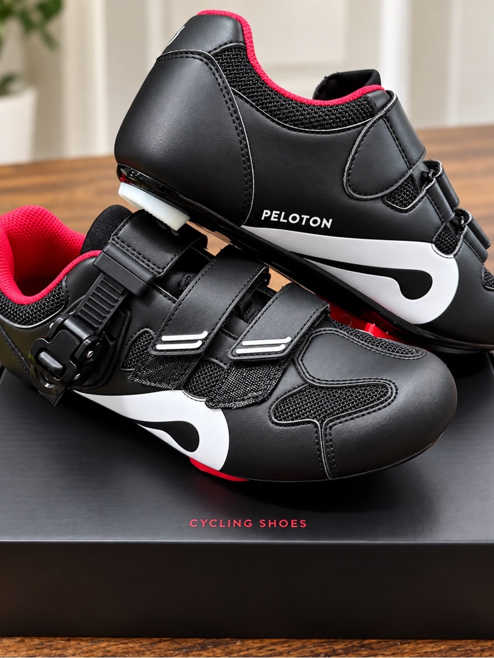 Peloton Black and red Cycling Sneakers with White Accents